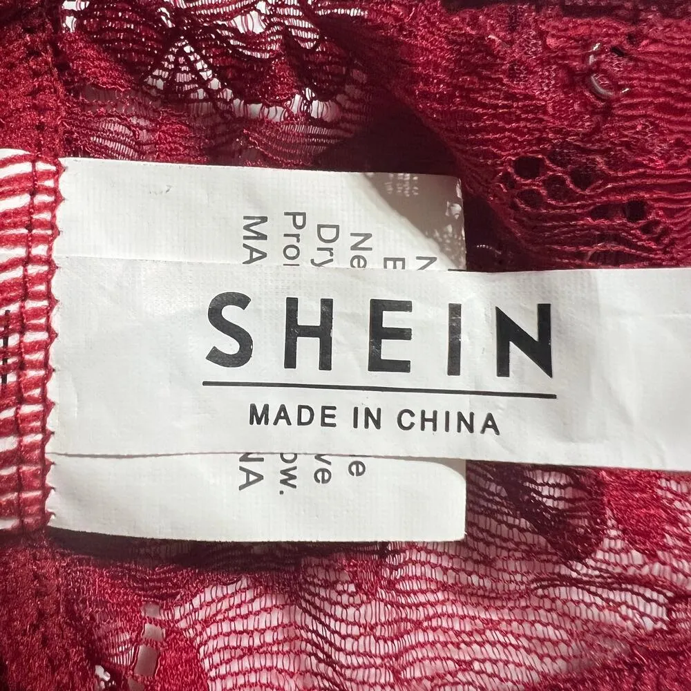 Shein (2XL) Red Floral Lace Wireless Fashion Bralette - Image 5