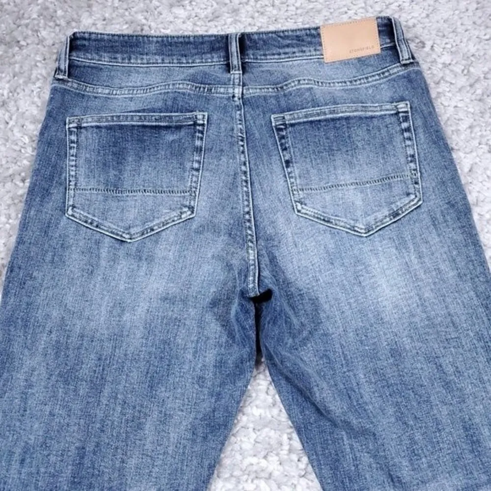 Stonefield Conrad Ankle High Rise Ankle Skinny Jeans Button Fly Raw Hem 32 x 27 Blue - Image 3