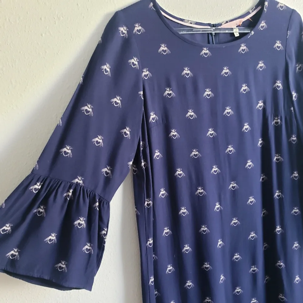 Joules Love Bees Gardenia 3/4 Sleeve Mini Dress Blue - Image 3