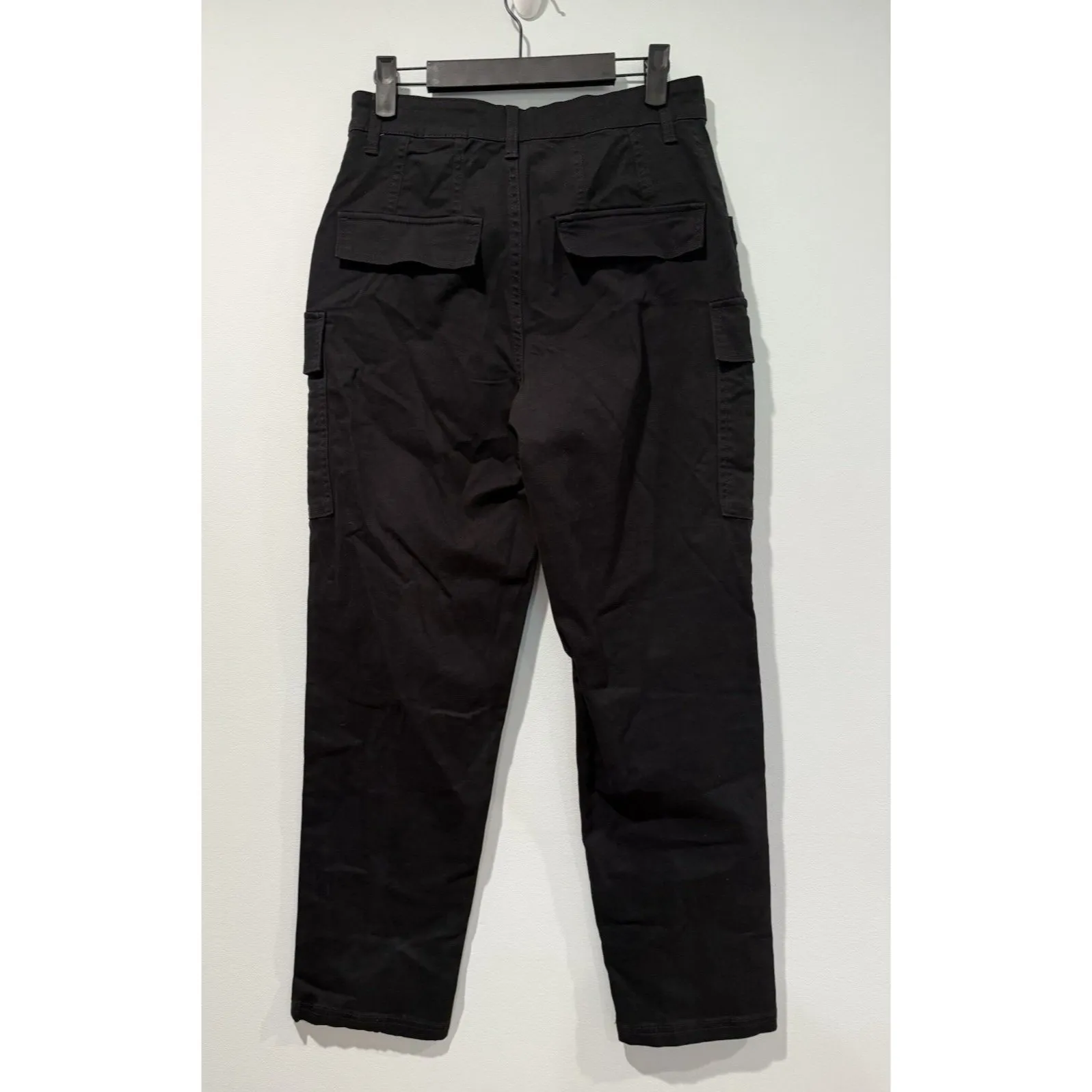 NEW H&M Cargo Pants Womens 6 Black Straight Leg Pockets Workwear Travel Career - Image 2