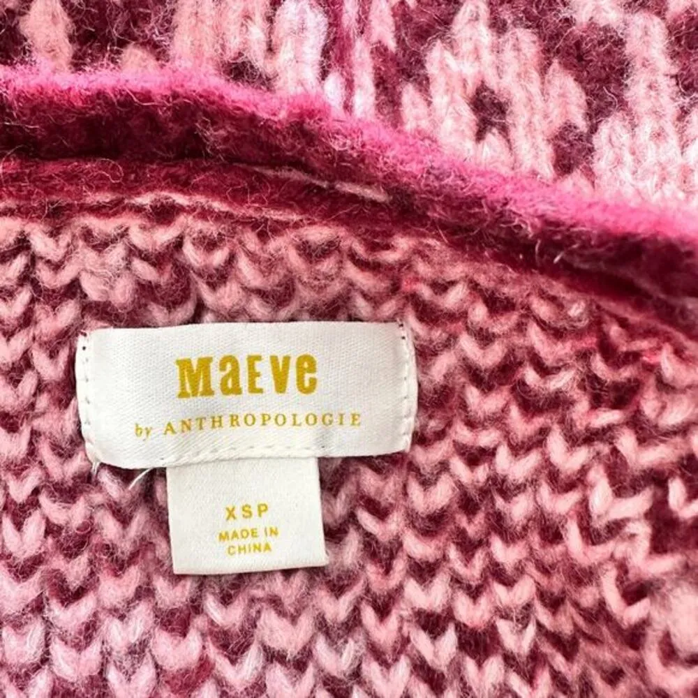 Anthropologie Maeve Sigfried Pink‎ Wool Marsala Crewneck Sweater Size XSP - Image 4
