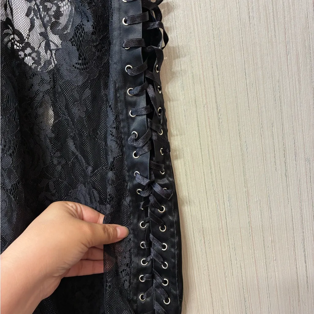 Victoria’s Secret Lingerie Slip Chemise Womens Sz M Black Grunge Goth Babydoll - Image 4