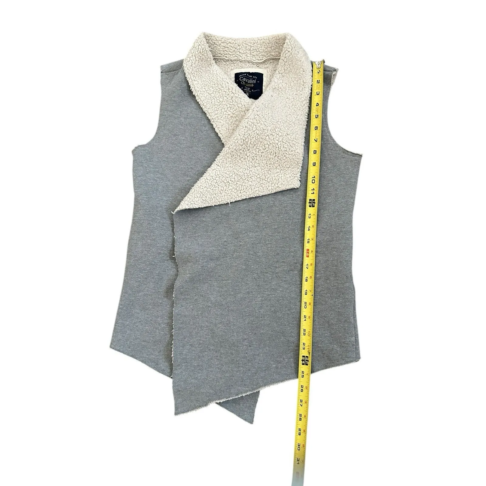 Cavalini Women's Size Medium Grey Sherpa Open Front Western Cardigan Sweater - Image 4