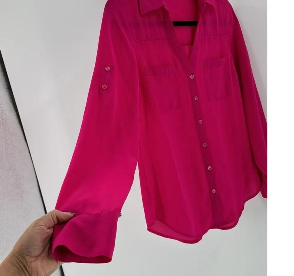 Express The Portofino Shirtpink office special occasion roll sleeve size XS - Image 6