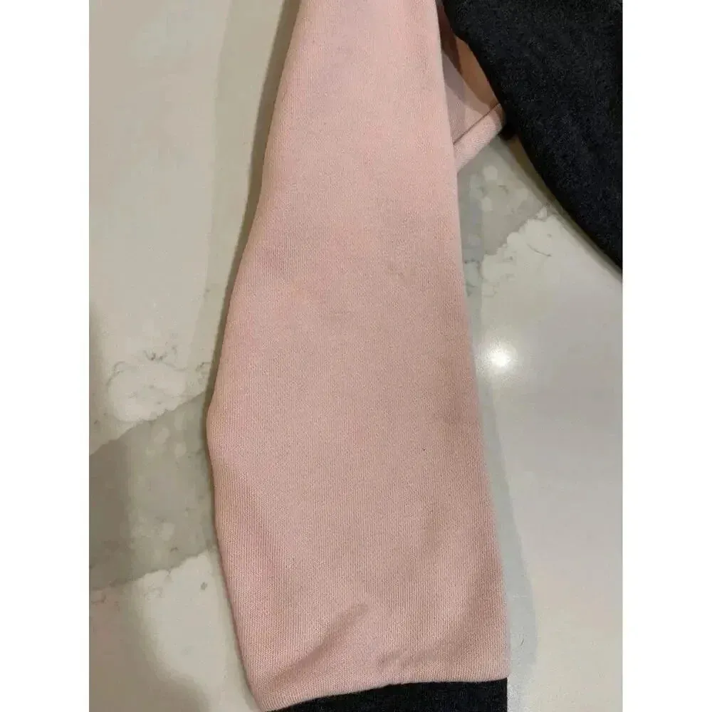 Nike Dri Fit Pullover Sweater Pink/Gray Colorblock SpellOut Fleece Womens Medium - Image 5