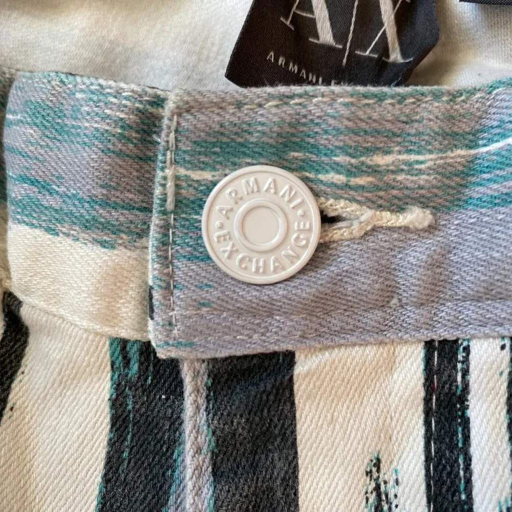 Armani Exchange womens size 4 brushed stripe black gray teal white skinny jeans - Image 5