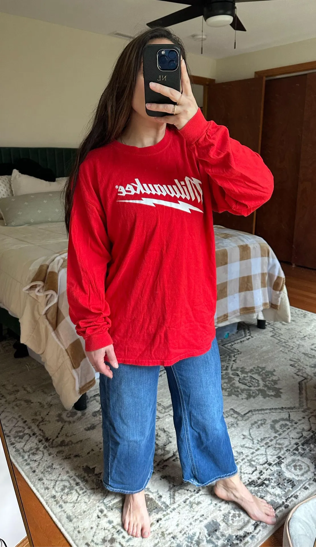 Vintage Milwaukee Long Sleeve Shirt Red Size M - Image 3