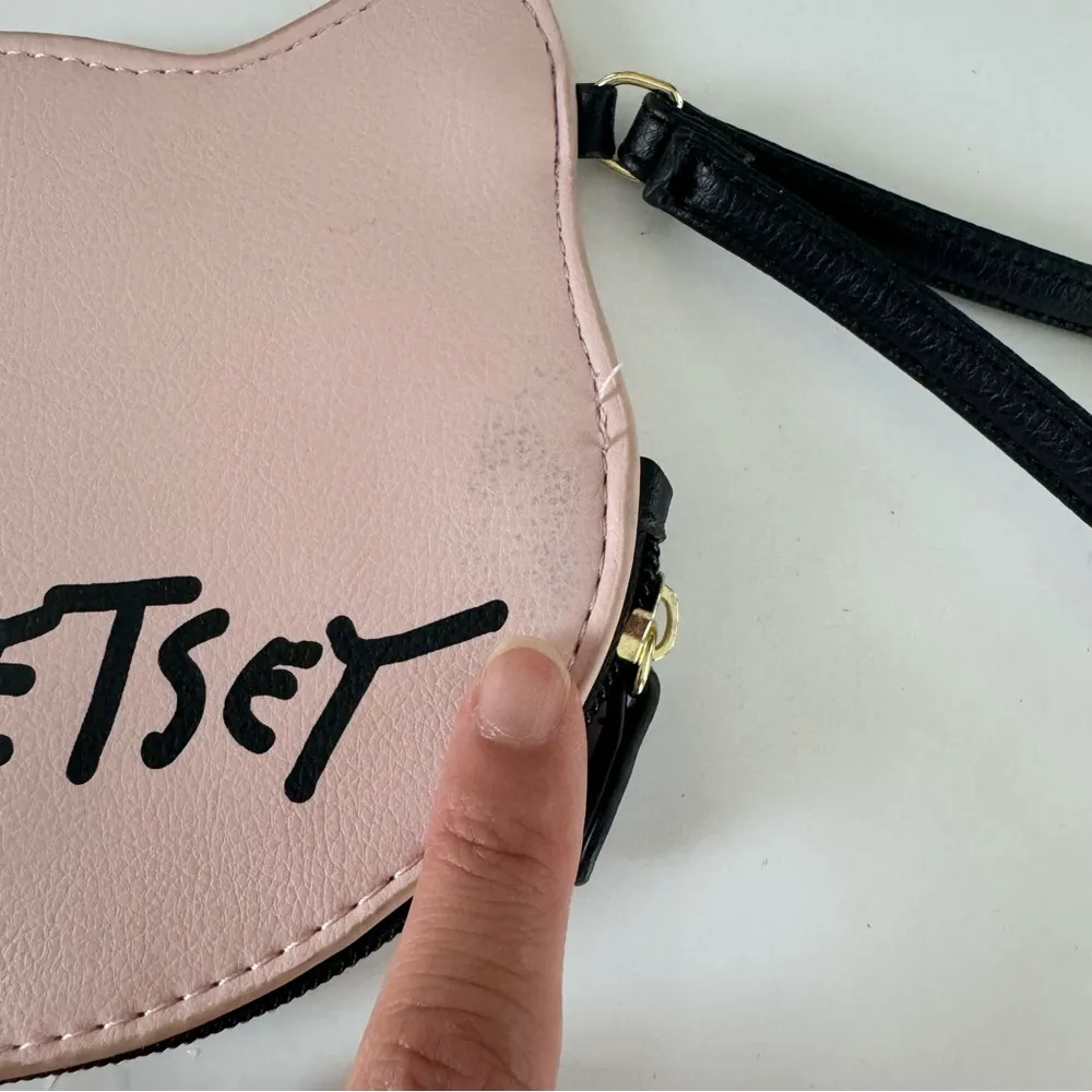 Betsey Johnson Luv Cat Kitten Wristlet Coin Purse Pink Glitter Sunglasses - Image 7