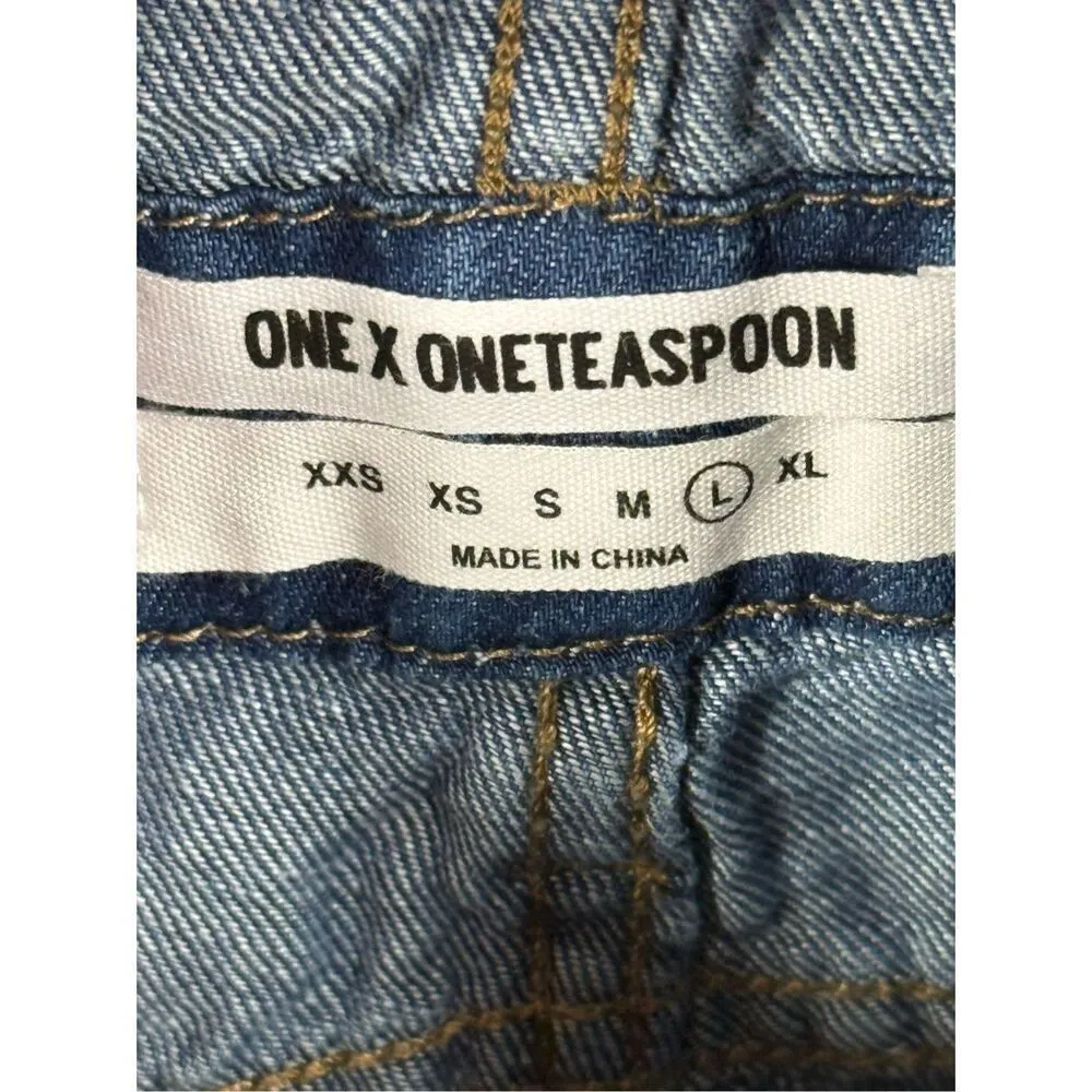 One X Oneteaspoon Starr Issue Light Wash Denim Overall Dress Size Large NWT - Image 7