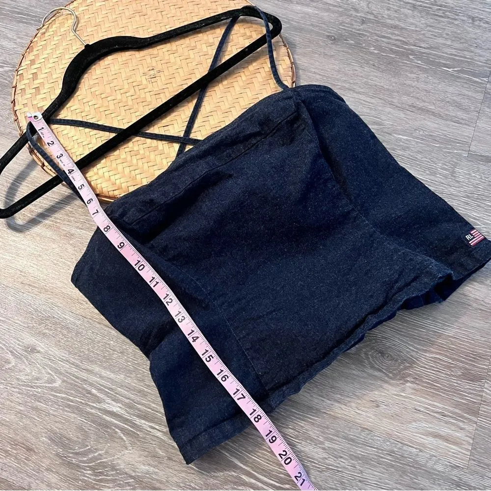 Vintage Y2K‎ polo Ralph Lauren denim strappy cropped tank Britney Justin 2002 - Image 2
