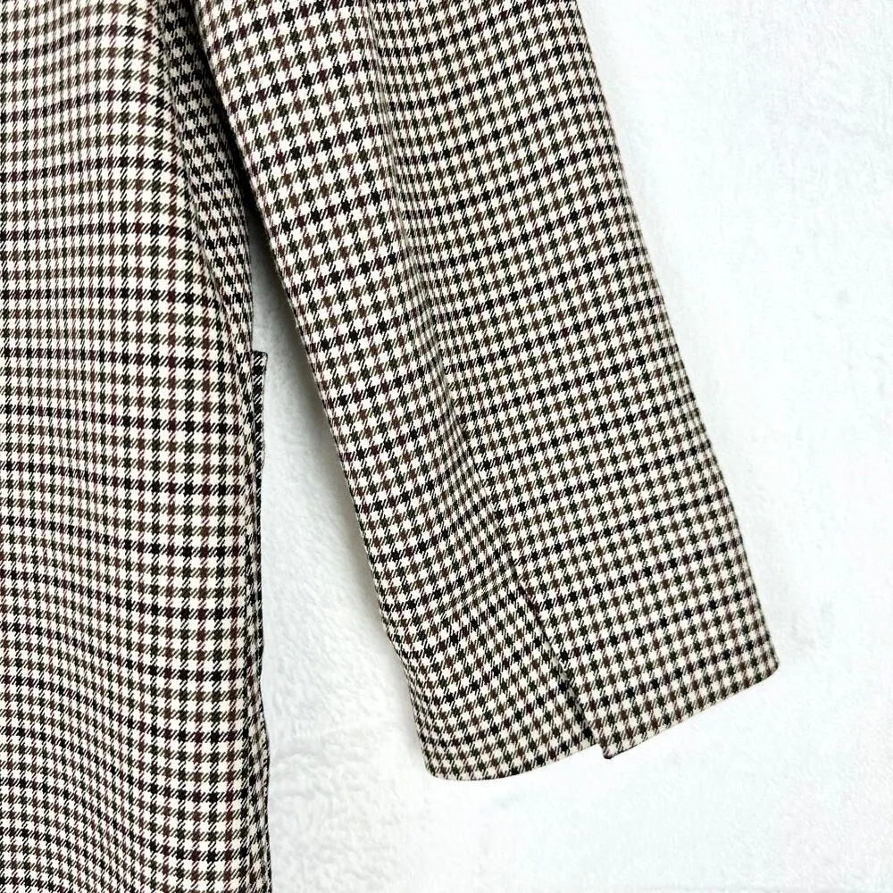 Houndstooth Plaid Single Breasted Long Blazer Size XS Oversized Two Button - Image 5