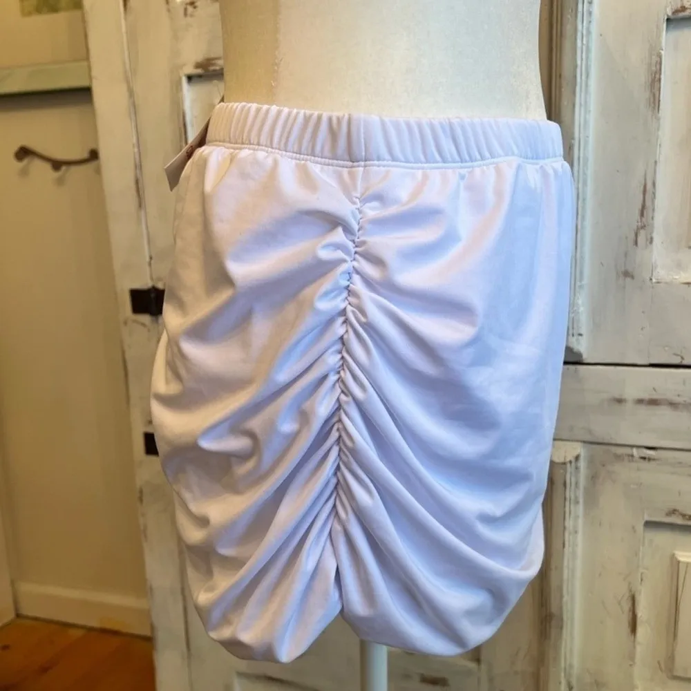 Love My Curves White Swim Skirt Skort Ruched Resortwear Style 329 Plus Size 14 - Image 4