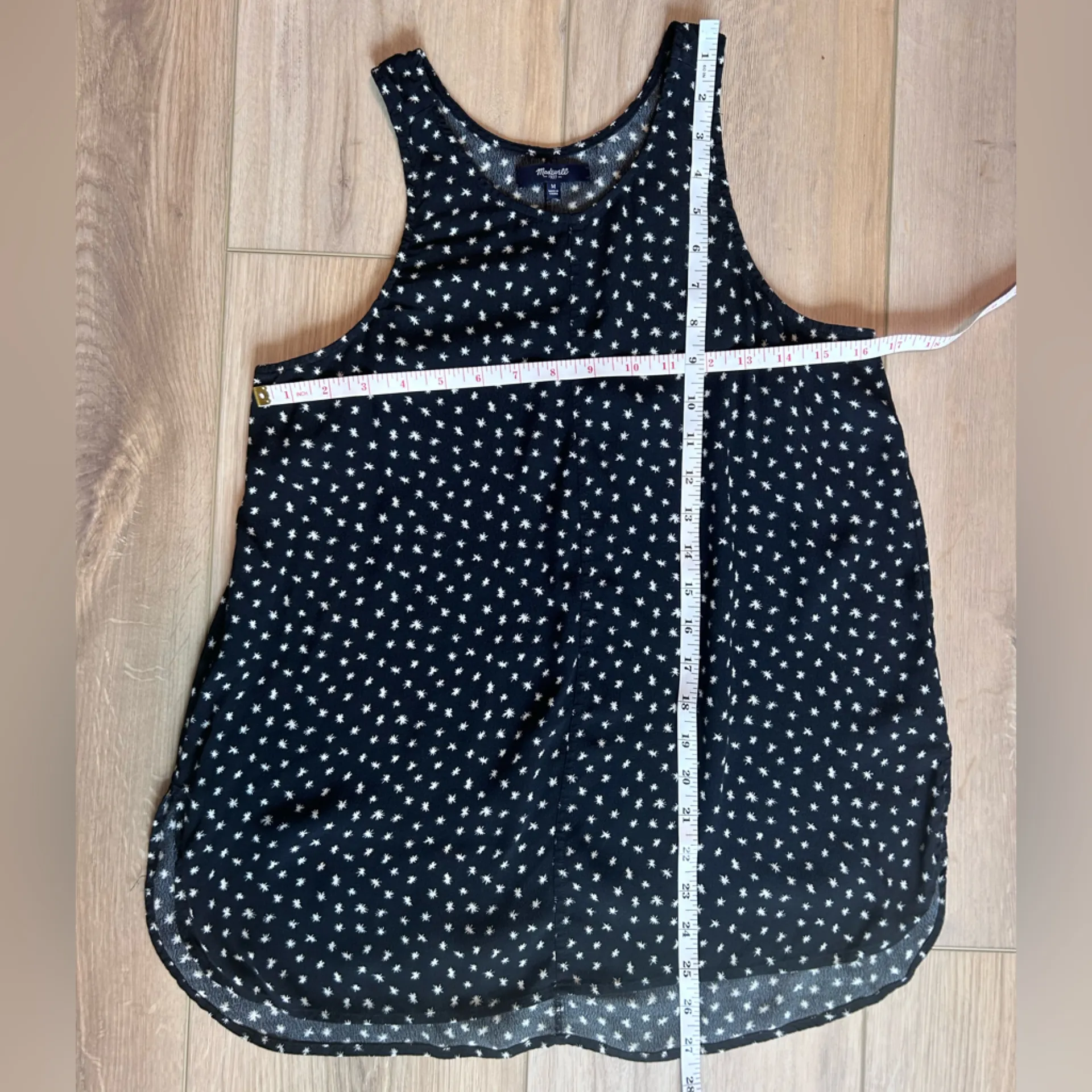 Madewell Women's Medium Racerback Tank Top Blouse Star Flurry Curved Hem Shirt - Image 6