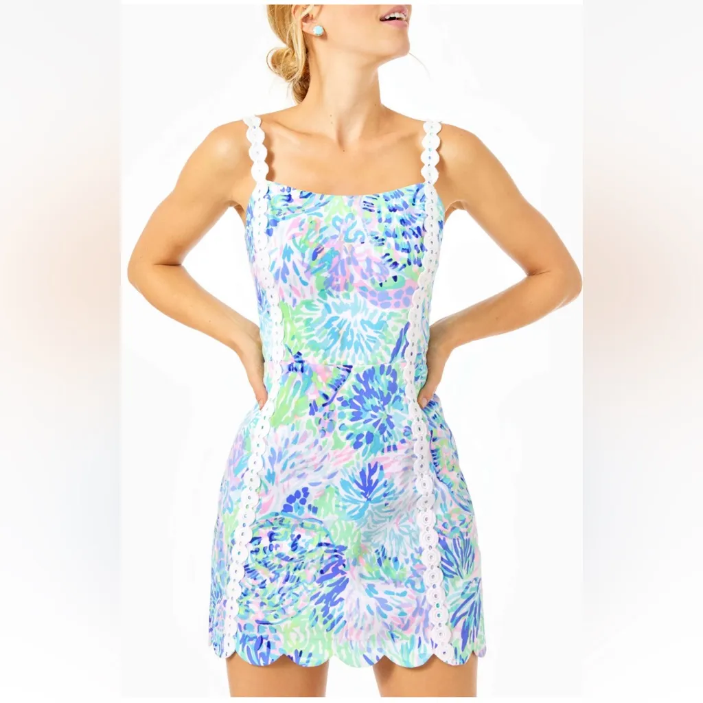 Lilly Pulitzer Jesse Shell of a party lace trim stretch dress/Shorts Romper 2 - Image 3