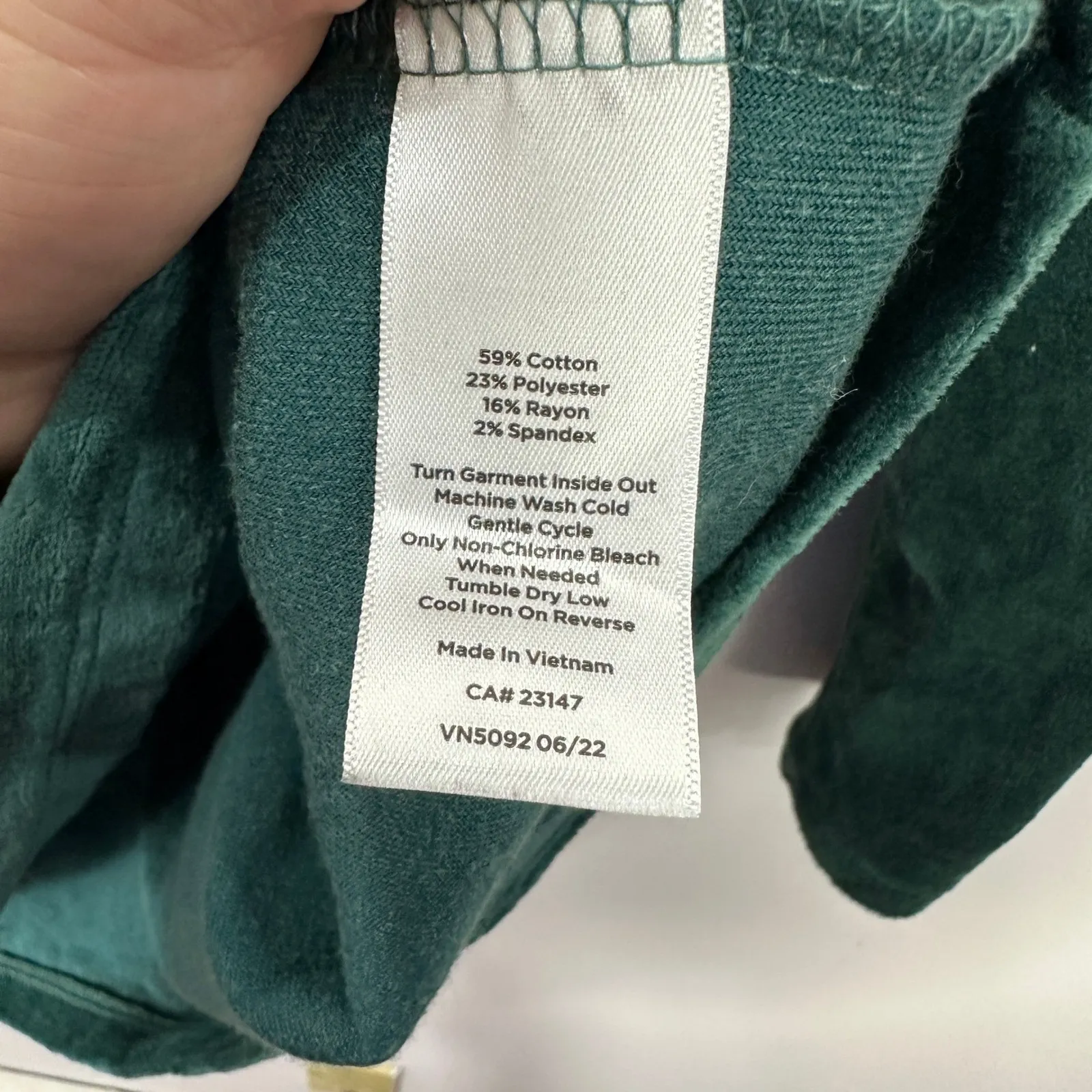 Talbots Velvet Cowl Neck Top Womens M Green Long Sleeve Blouse - Image 4