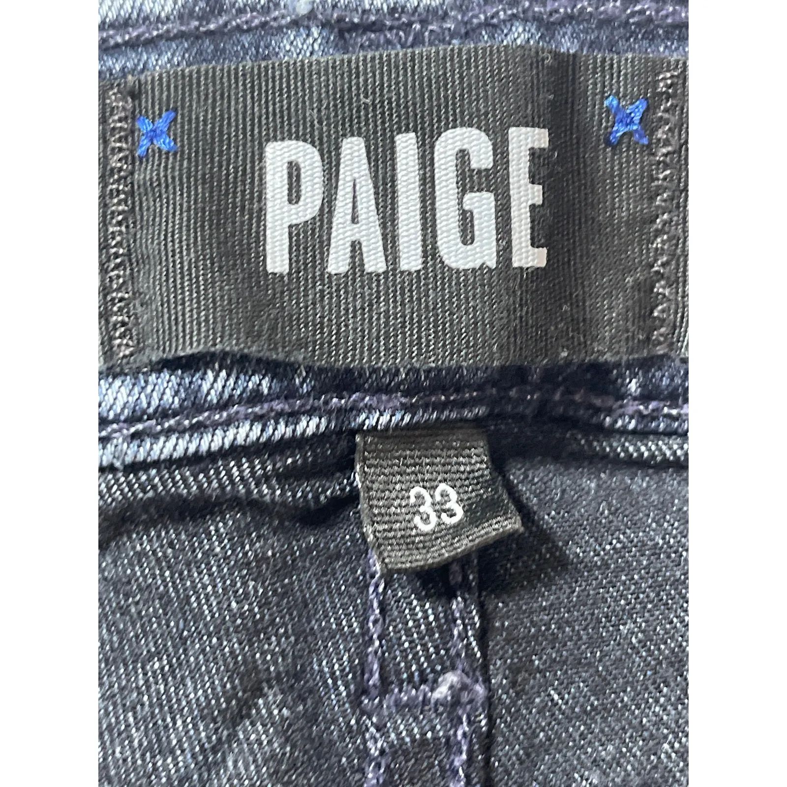 Paige Federal Men's Blue Dark Wash  High Rise Skinny Denim Jeans Pants Size 33 - Image 4