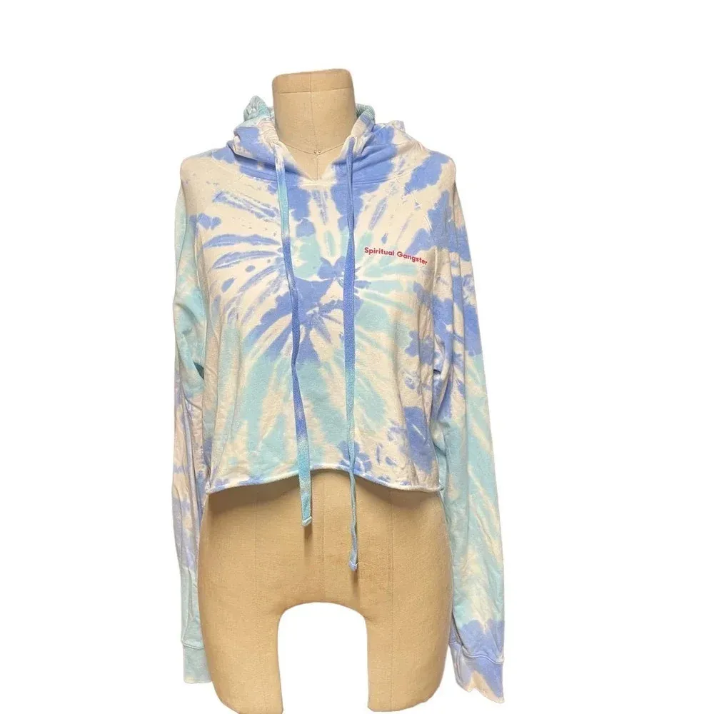 Spiritual Gangster Tie‎ Dye Luna Crop Hoodie Blue Size Small - Image 2