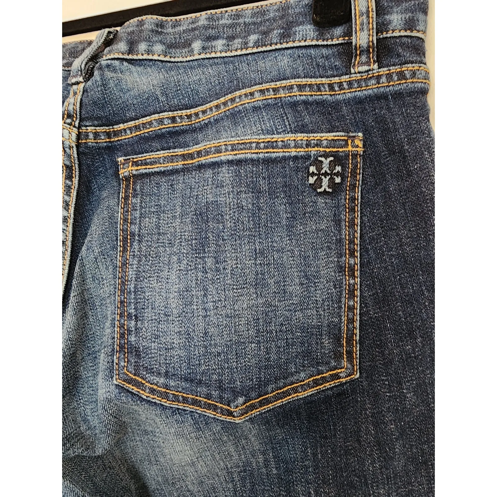 Tory Burch Cropped Embroidered Cuff Straight Leg Jeans Women’s Size 30 - Image 8