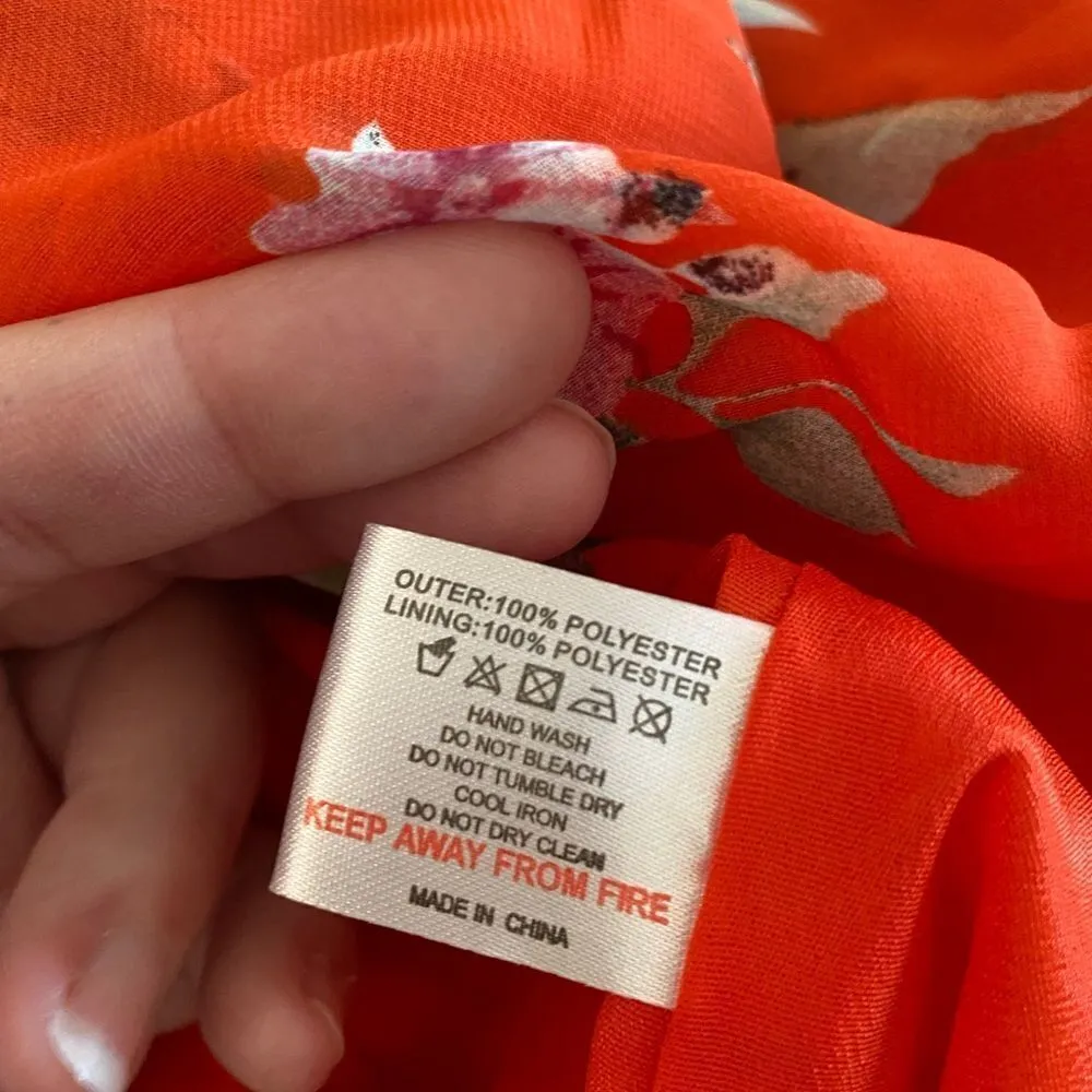 PrettyLittleThing Jaiden orange flower print bell sleeve romper size 12 - Image 6