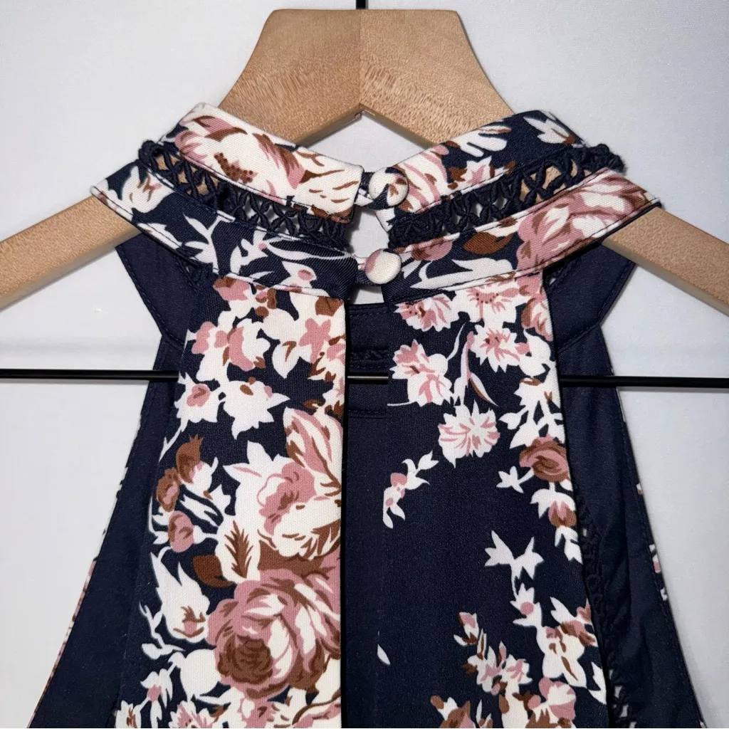 NWT Navy and Floral Halter Dress Flowy Cutsie‎ B Darlin - Image 6