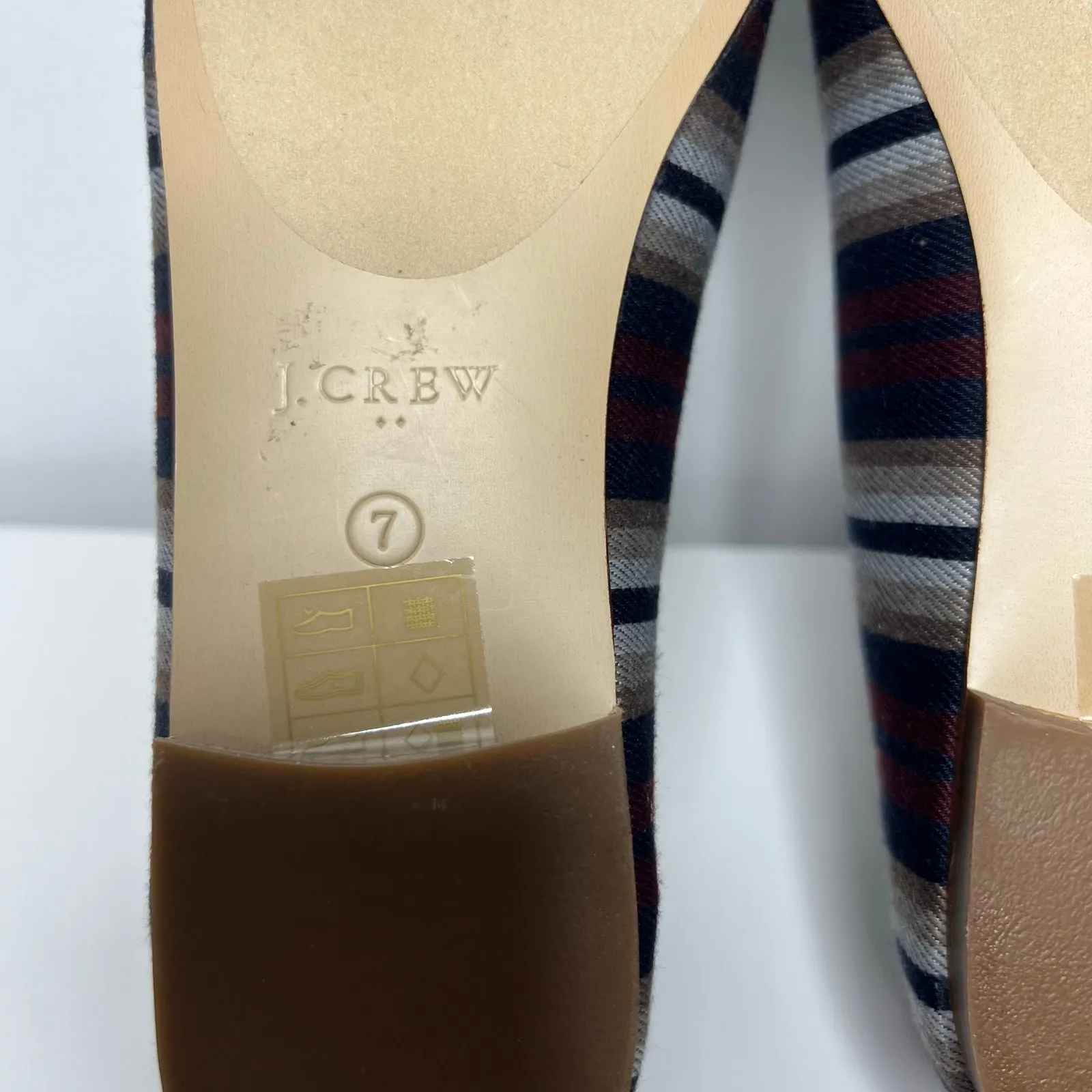 J Crew Striped‎ Blue Burgundy Loafers Size 7 - Image 7