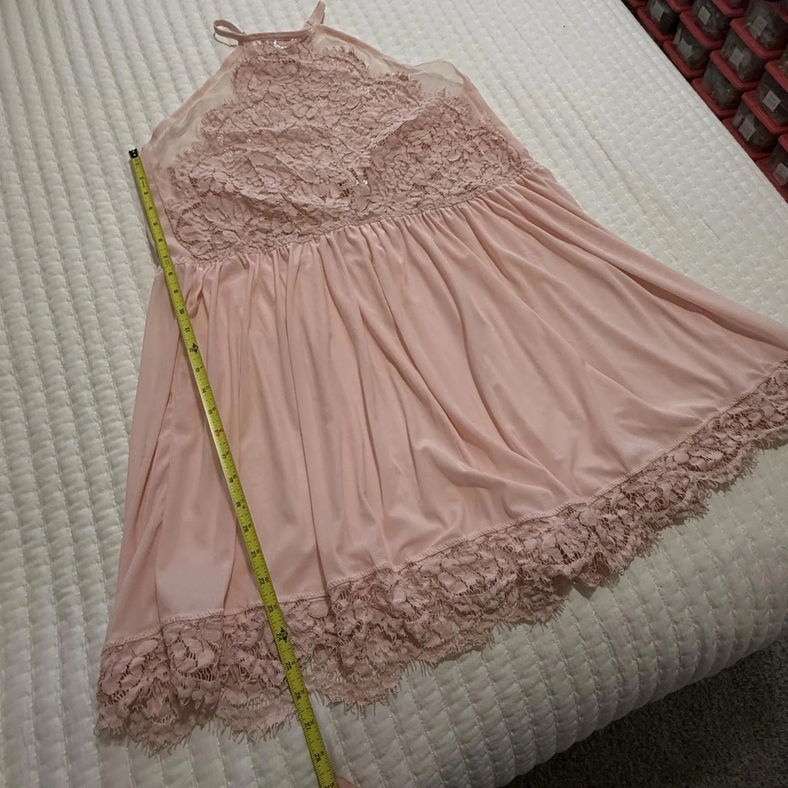 Torrid Light Pink High Neck Halter Top Lace Sheer Babydoll Slip Plus Size 4 4X - Image 2