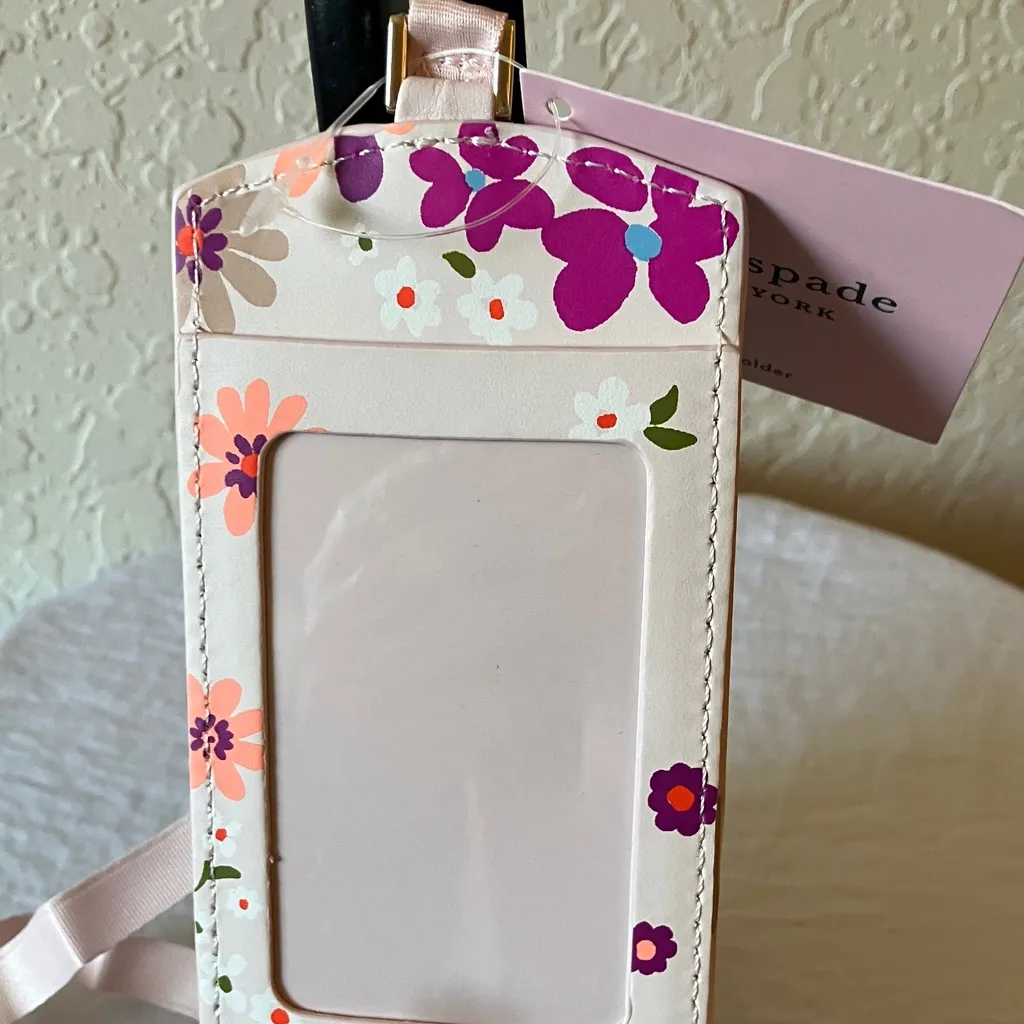 Kate Spade: NWT Pink Floral ID Holder/Laniard- Gold Tone - Image 12