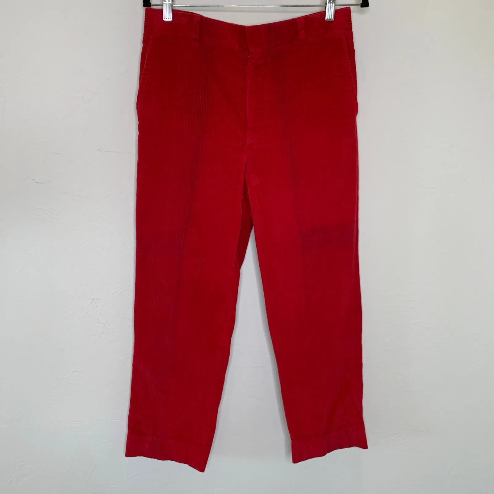 Vintage Red Wide Wale Corduroy High Waisted Trousers 33" waist Size M - Image 2