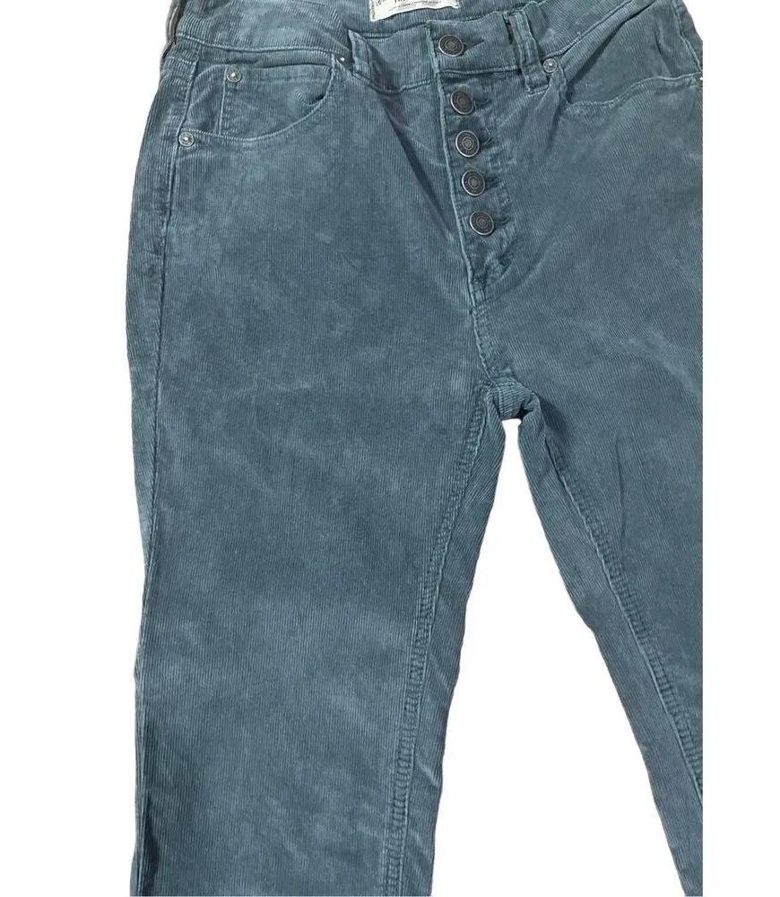 We the Free gray blue Corduroy women’s pants high rise button fly size 25 - Image 9