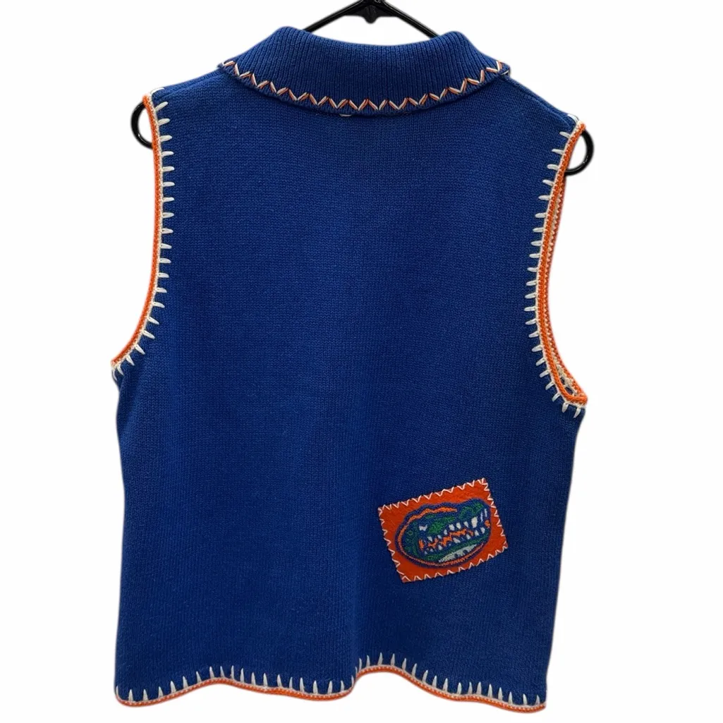 Vintage Castles Sport Gators Cardigan Sweater Vest Women Medium Blue - Image 10