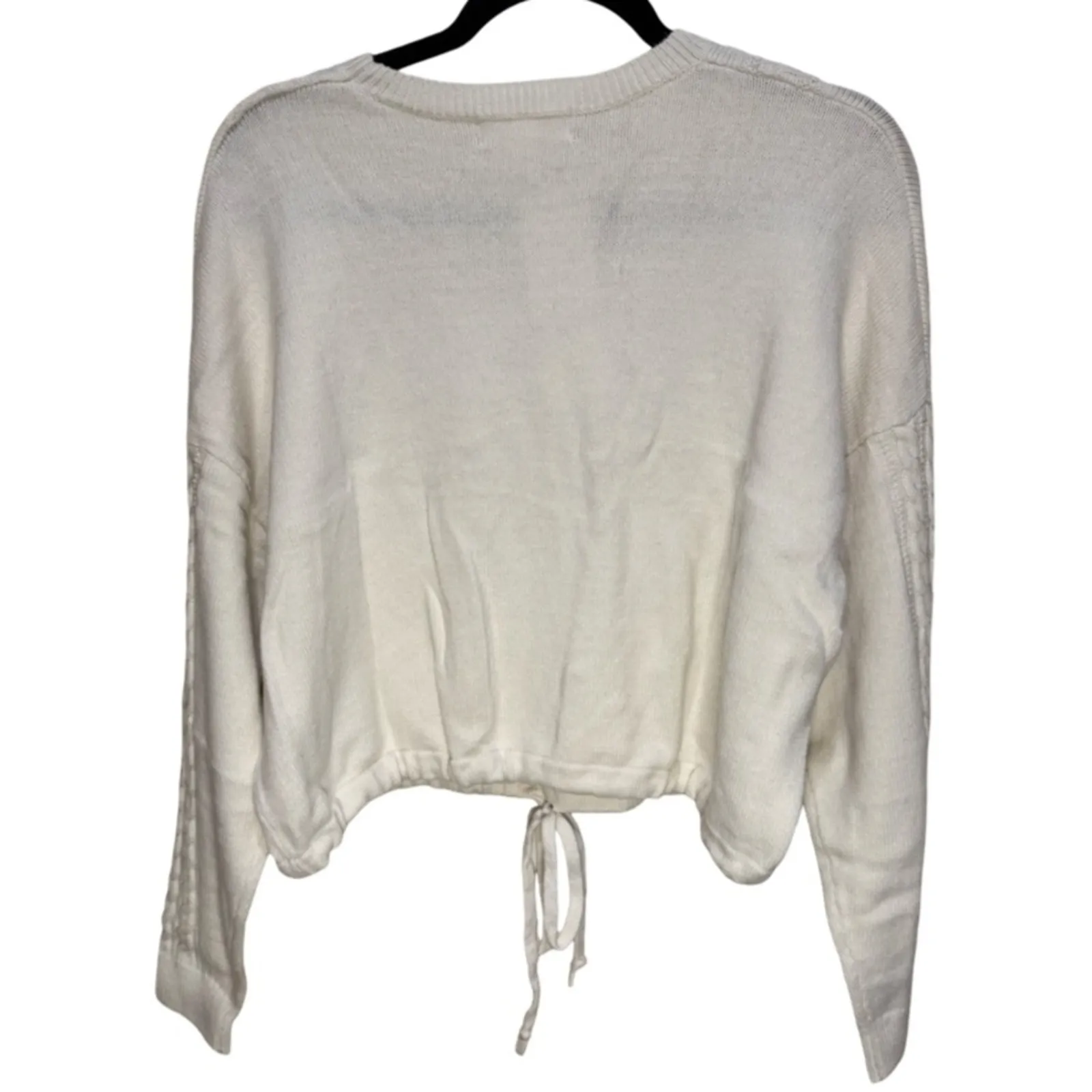 Treasure & Bond Tie Hem Cable Stitch Sweater - Ivory Dove Size L - Image 4