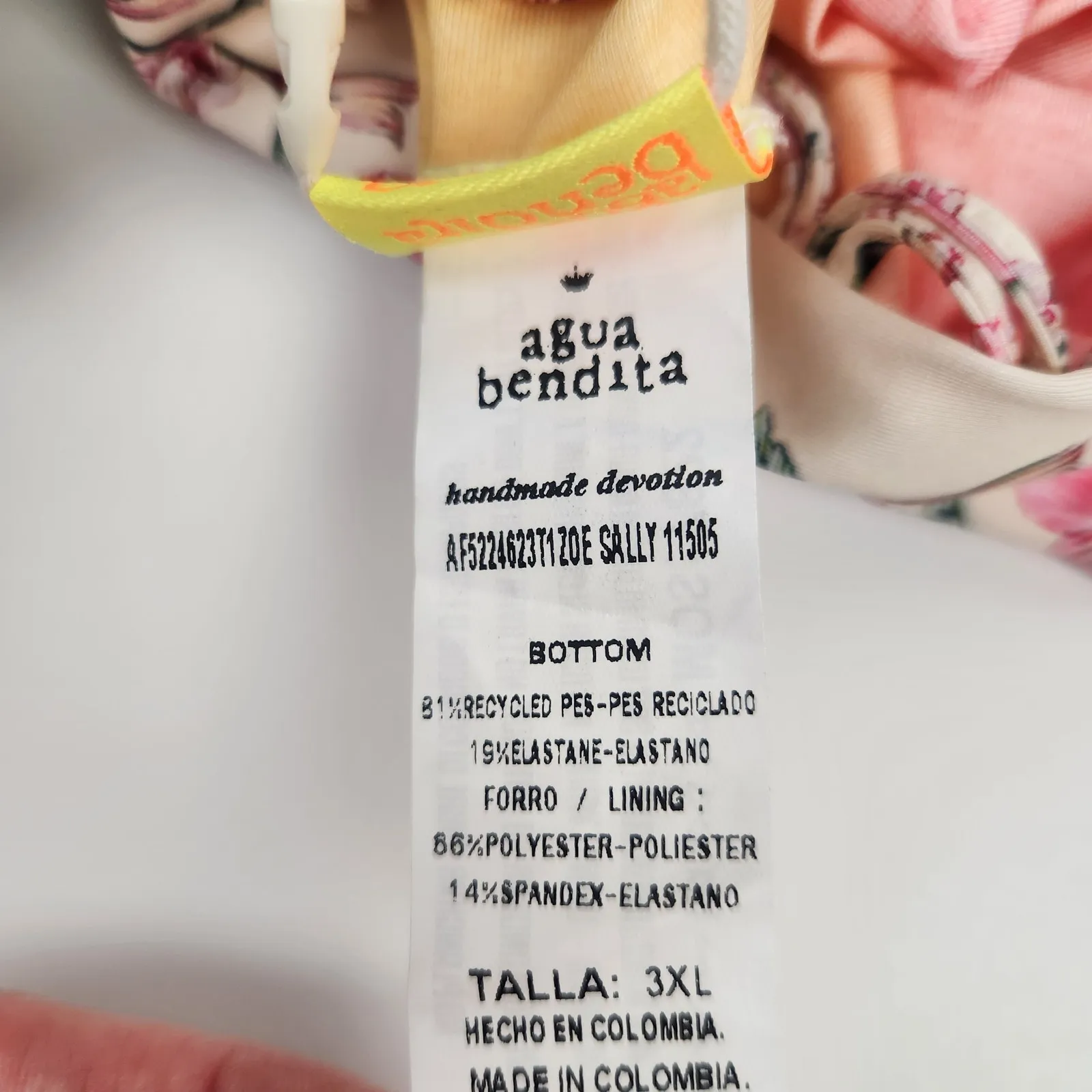 Agua Bendita Zoe Bikini Bottom In Sally Floral Blue Size 3XL NWT - Image 5