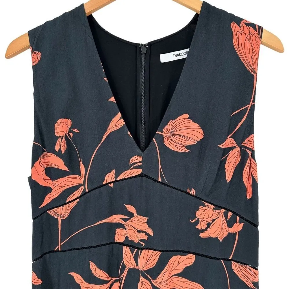 Thakoon Black and Orange Floral Ruffle Romper Size 8 - Image 6