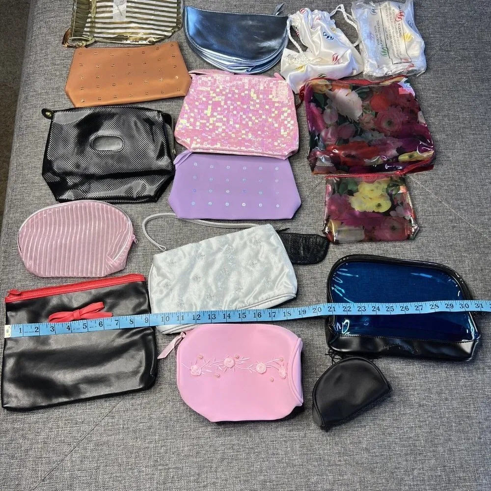 Makeup Bag Lot Coin‎ Purse Pouch Clutch Purse 17 Pieces Signature A Pink - Image 7