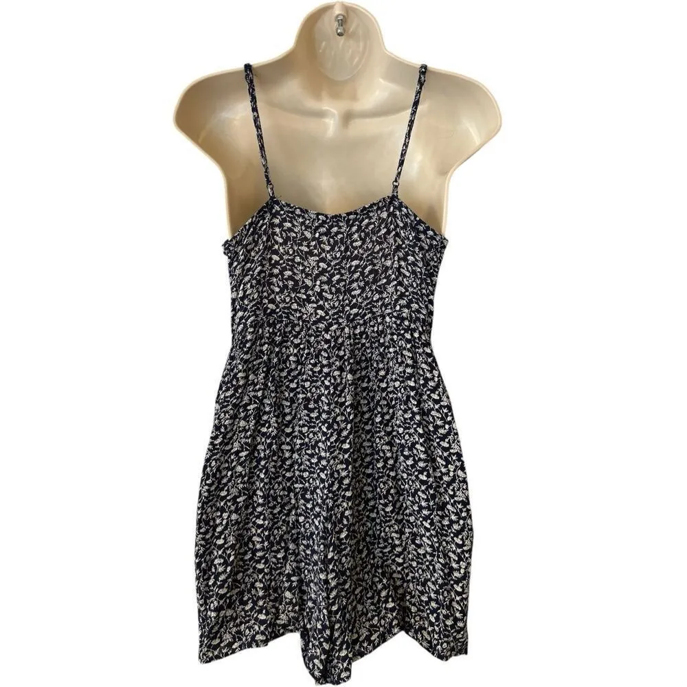American Eagle Outfitters Womens Shorts Romper Navy White Floral Size XSmall - Image 4
