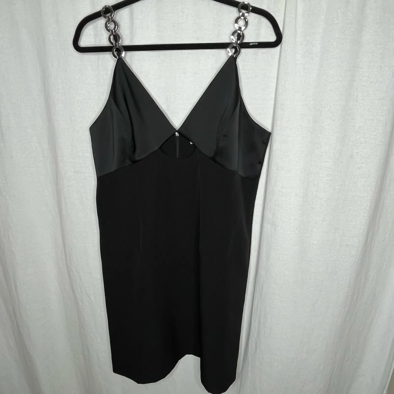 NWT Gianni Bini Penelope Crepe Black Mini Dress‎ Chain Straps Size 12 $159 MSRP - Image 2