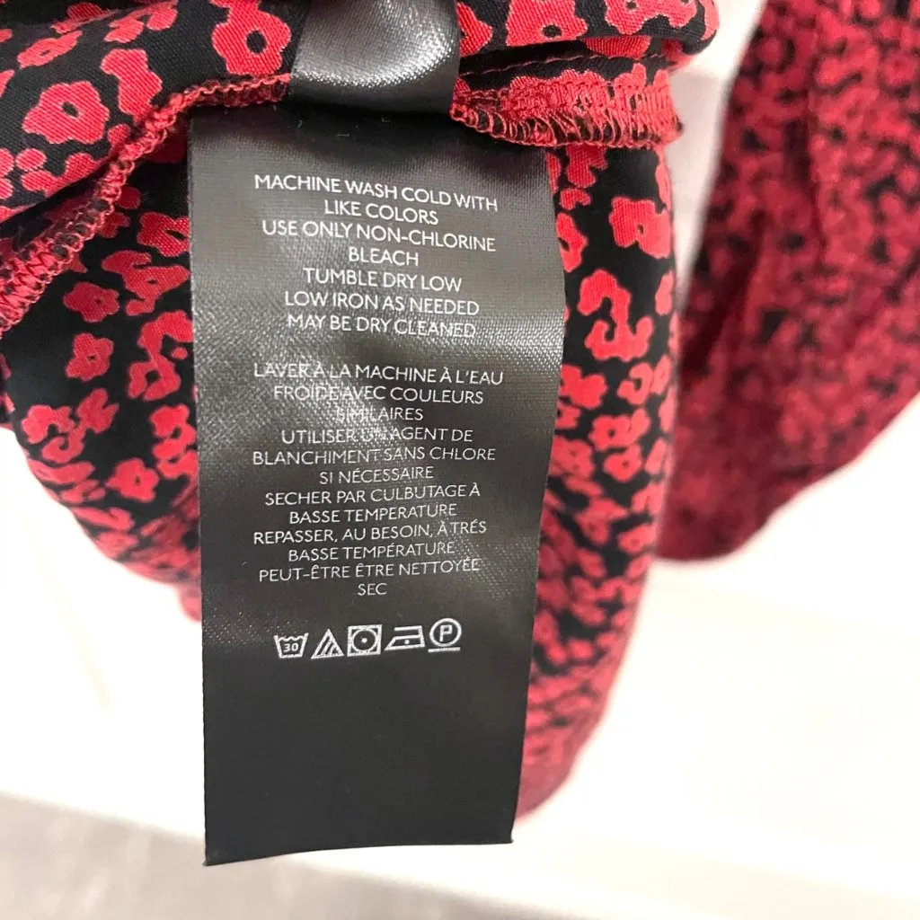 Free People Kinsley Wrap Dress Red Black Floral Combo Long Sleeve Size 0 - Image 5