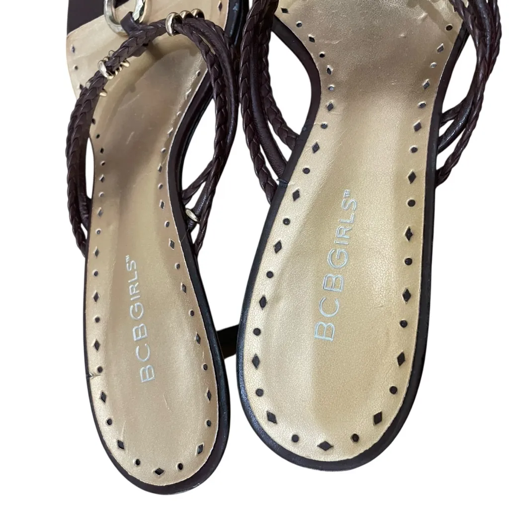 BCBGirls Sunee Braided Leather Ring Sandals Heels Coco Brown Womens Size 10 - Image 5