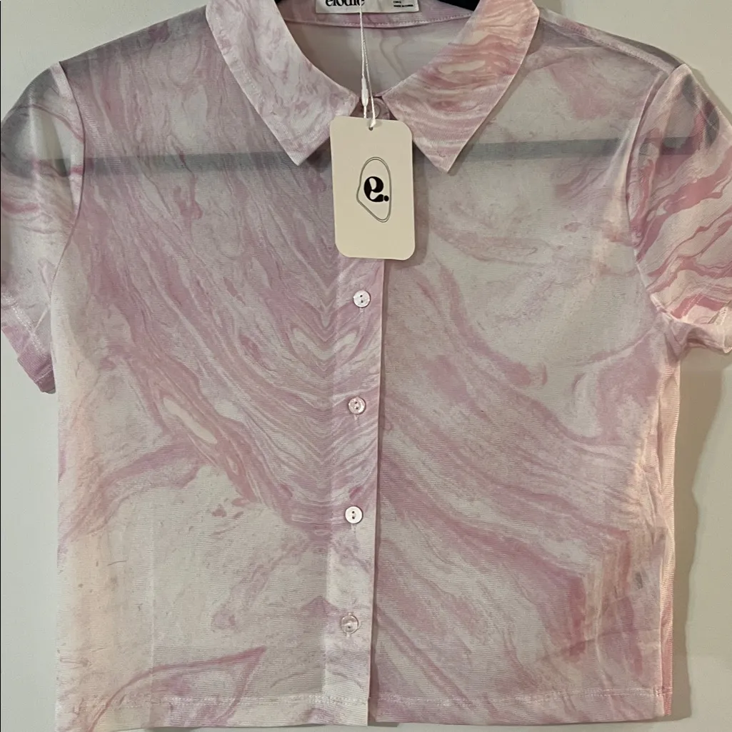 Elodie Sheer Pink Swirl Crop Top - Image 4