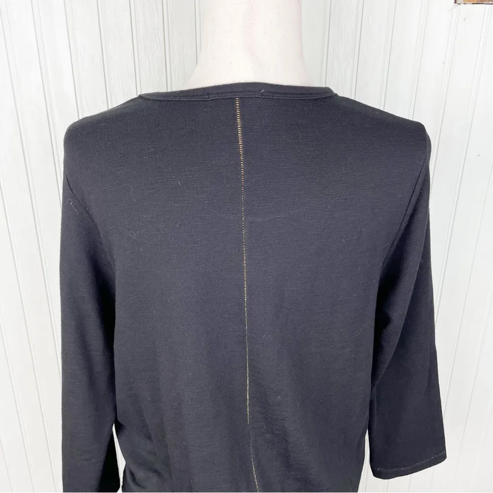 Sundry Women's Ruched Blouson Dress in Black Gold Thread Detail Size 2 Medium - Image 10