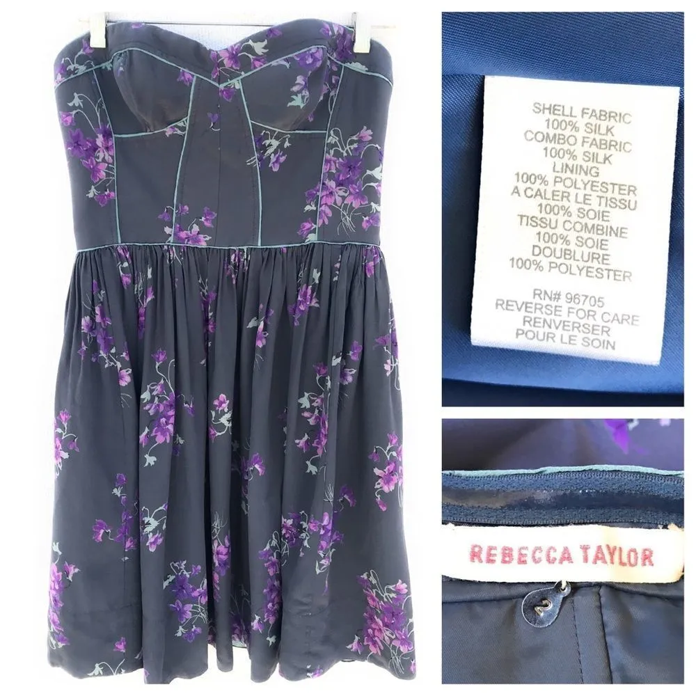 Rebecca Taylor Silk Strapless Dress - Image 4