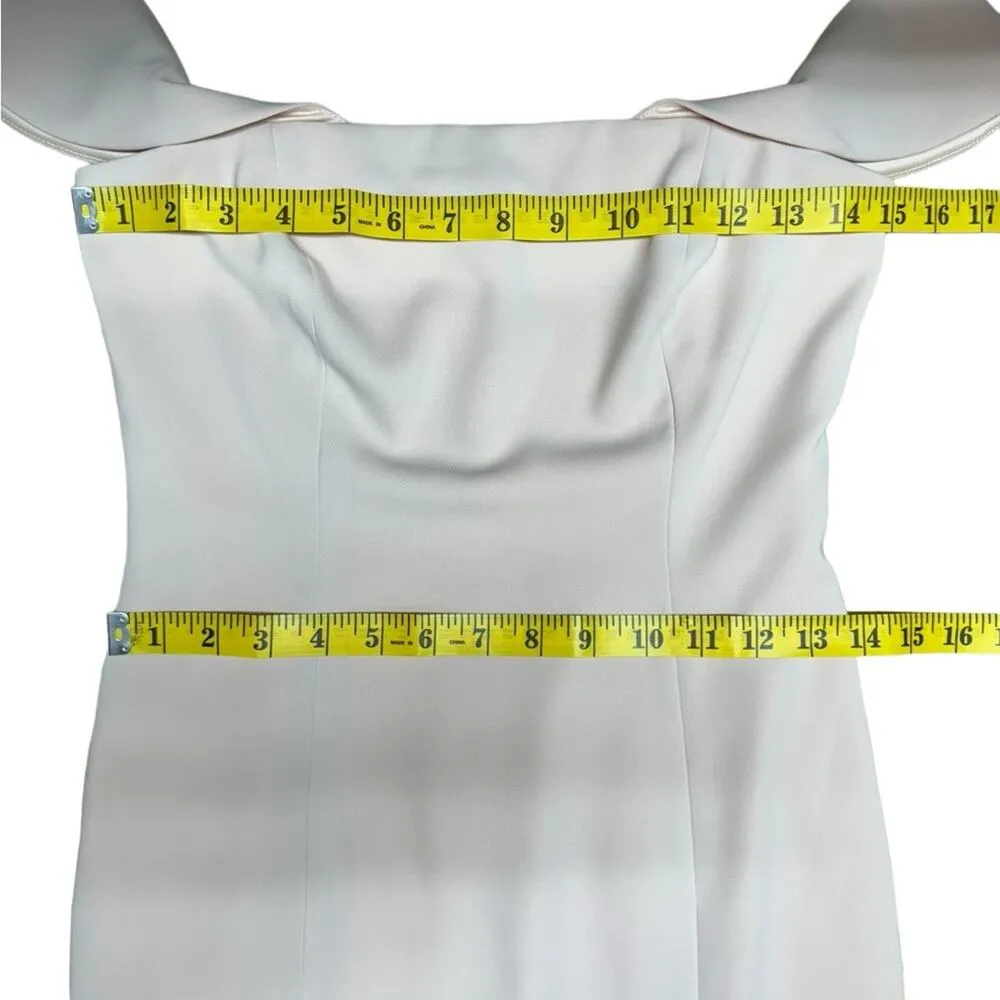 Jay Godfrey Downie Gown Midi Dress Nude Pink Off Shoulder Stretch Size 2 - Image 15