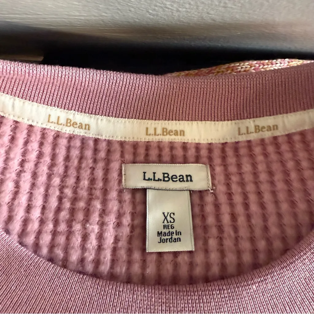 L.L. Bean Women's Birchwood Brushed Waffle Top Crewneck Washed Orchid Pink‎ XS Pink - Image 5