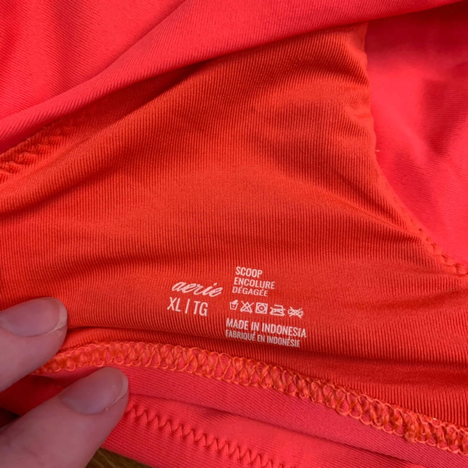 Aerie Scoop Neck Bikini Swim Top Bright Coral Womens Size XL Swimwear Beach‎ - Image 3