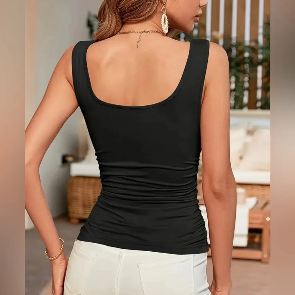 SheIn Ribbed Rouched Tank Top - Image 2