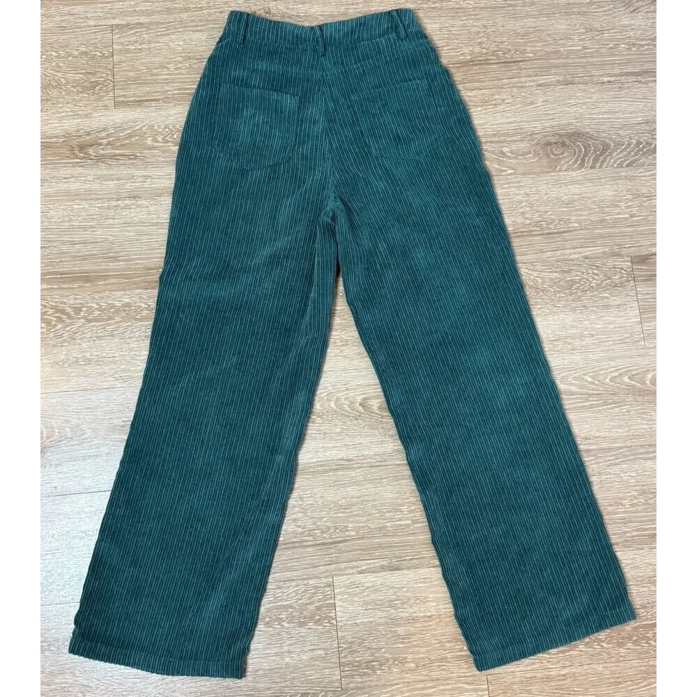 Princess Polly Corduroy Flared Pants women Size 2 green 80s wide leg Bottoms - Image 7