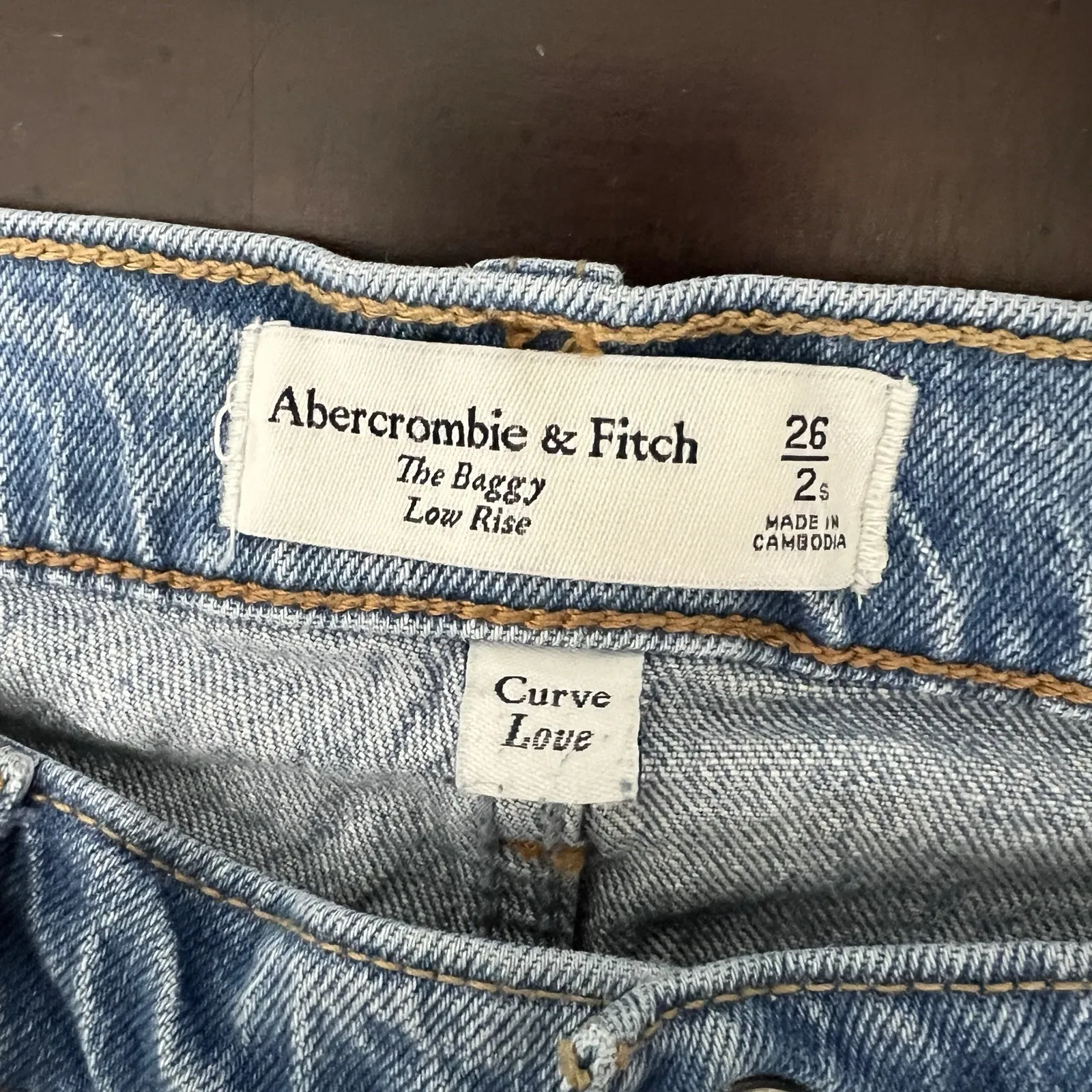 Abercrombie & Fitch The Baggy Low Rise Blue Jeans Curve Love Women's Size 26/2S - Image 9