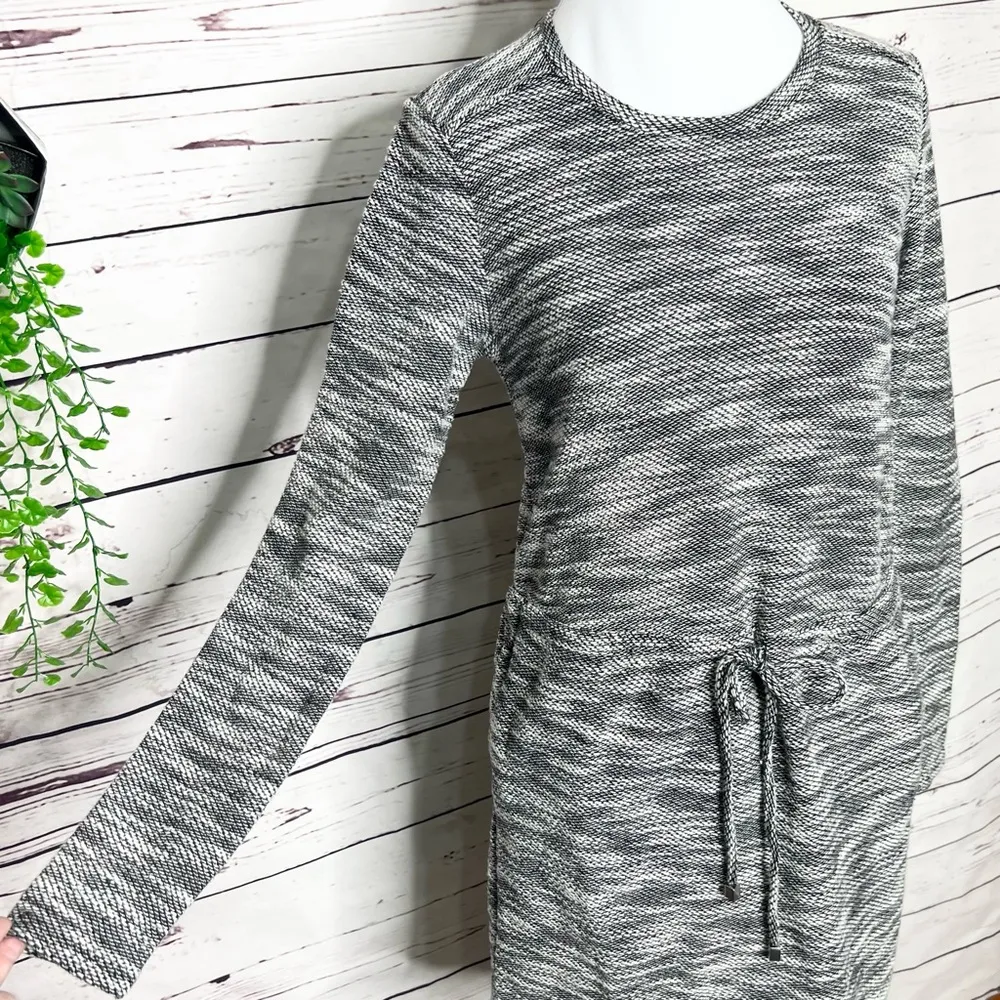 Merona Heather Gray Boucle Long Sleeve Drawstring Waist Casual Dress Size XS - Image 3