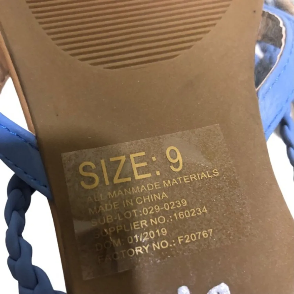 Mixit NWOT Blue Tan Braided Thong Sandals Strappy New - Image 9