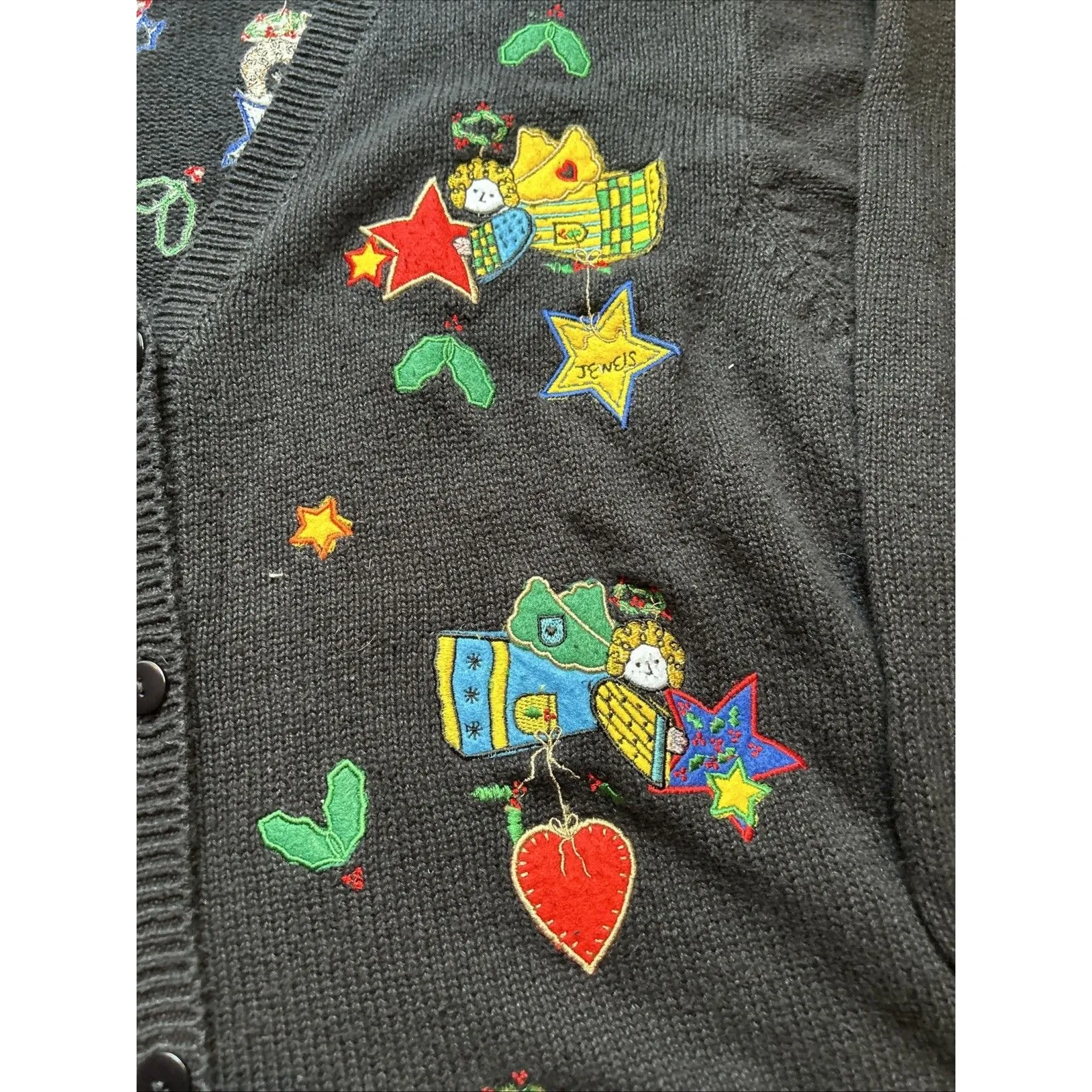 Quacker Factory Cardigan Sweater Womens Large Angels Miracles Button Front - Image 4